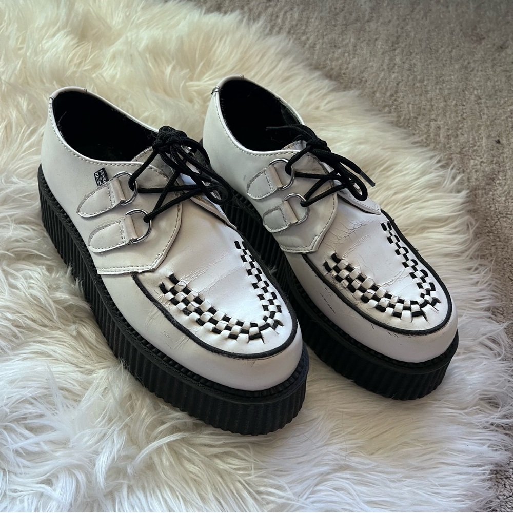 TUK White Leather Viva Mondo Creeper